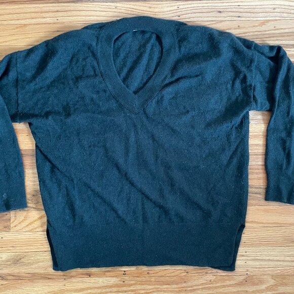 Madewell Cashmere V-neck Sweater Spruce Green Sz L - Picture 1 of 4